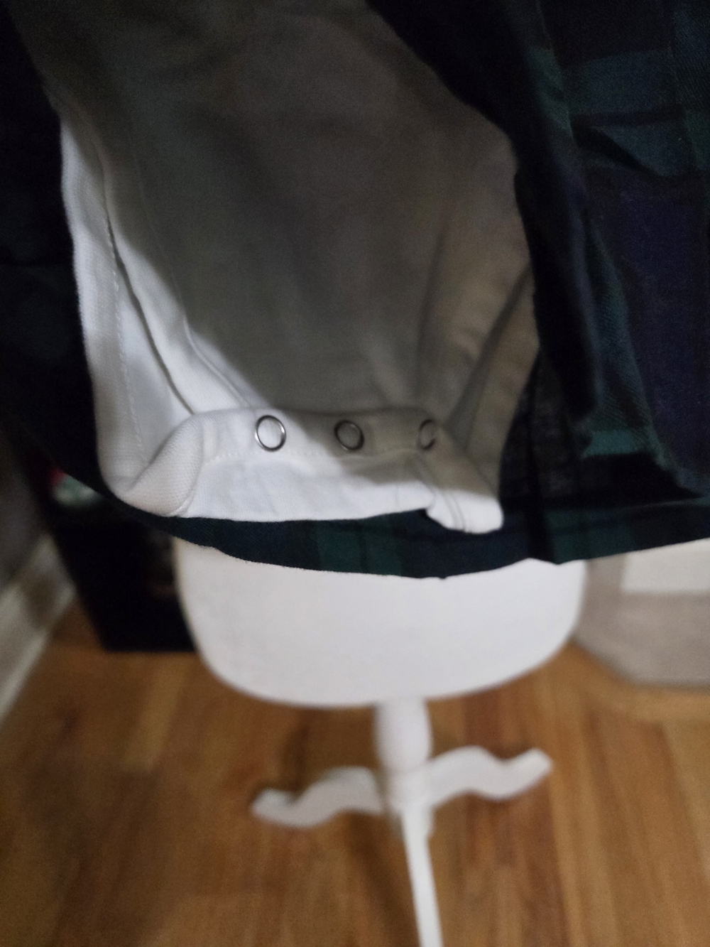crown & ivy White Peter Pan Top with Green & Navy Plaid Suspender Skirt - Picture 3 of 4